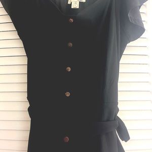 Black Monteau dress with button detail tie waist